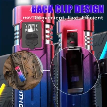 1 件强力自行车灯，USB 可充电自行车前灯带夹子，二合一自行车骑行手电筒，高亮度，自行车尾灯，红蓝闪烁，警告，自卫，适合骑行，照明，探照灯