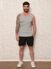 Kit 3 Shorts Elastane Mauricinho Beach Men's With Lycra Gym Running Cross Plain Basic - 黑色/米色/酒紅色 - 查看 3