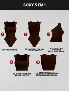 KIT 3 Women's Plus Size Blouse Women's Plus Size Bodysuit Women's Gym Blouse Women's High Compression Shaping Bodysuit Bory - 背心 - 黑色 + 棕色 - 查看 2