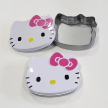 Sanrio Cartoon Hello Kitty Airtight Metal Storage Tin Box, Cookies/Gift Box Floral Bow Candy/Jewelry/Hair Accessory/Note Packaging Box Jewelry Box, Birthday/Valentine's Day Gift