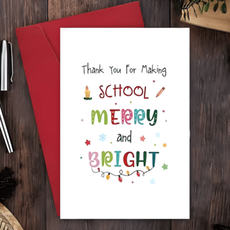 1 Pc Merry Christmas Teacher Appreciation Card - Perfect Year-End Greeting, Teacher Appreciation, Classroom Holiday Gift For Students