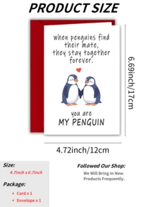 1 طقم بطاقة تهنئة رومانسية بشكل البطريق الحب - "أنت بطريقي" - مثالية للذكرى السنوية ، عيد الحب ، الخطوبة ، الزفاف ، عيد الميلاد - هدية مثالية للأزواج