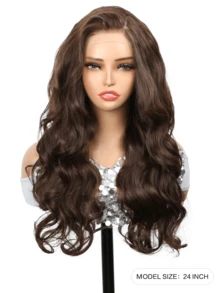 Synthetic Heat Resistant 13x6 Long Body Wavy Hair Pre-Plucked Hairline Synthetic HD Lace Front Wigs 24 Inch Black Brown Hot Pink Burgundy Blue Sliver Grey Synthetic Hair Per Plucked Natural Hairline Daily Used High Quality For Girl Women Cosplay Natural Looking Good Quality Synthetic Soft Wig Christmas New Year Carnival Music Festival Use - Multicolor - View 9