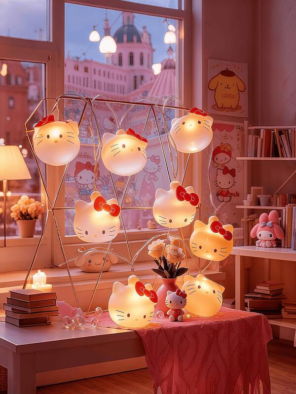 Sanrio 1.5m 10 Lights / 3m 20 Lights Sanrio Funny Hello Kitty Cat Lights, Luxury String Lights Battery Style, Room With LED Lights Fairy Lights Clip String, Random Night Lights Hanging Photos, Bedroom Use, Mirror With Lights Wedding, Festival, Party Decoration, Gifts Garden Lights Garden Decoration Wedding Decoration Room Decoration Gifts Birthday Graduation, Mood Lights, Decorative Lights, Christmas Streamers