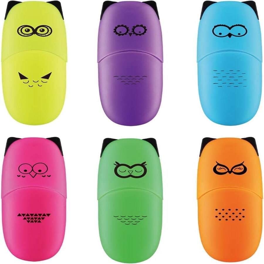 6 Pieces Cute Highlighters For Bird Design & Kawaii Stuffs. Mini Neon Color Chisel Tip Highlighters As Stocking Stuffers & Gift For Kids - ‎Multicolored - View 1