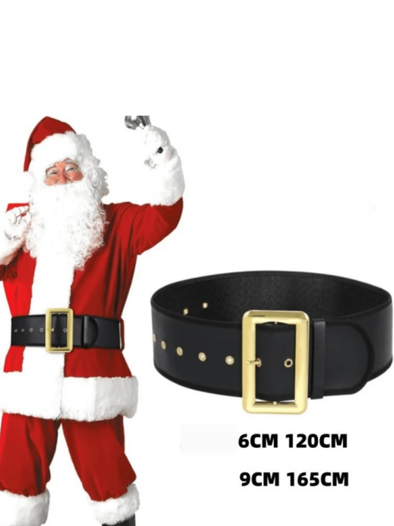 1 pieza Cinturón extra ancho de Papá Noel - Cinturón de disfraz de Navidad resistente y ancho con hebilla dorada, adecuado para Papá Noel, fiestas de Navidad, sesiones de fotos - Accesorio de decoración navideña de plástico duradero - Multicolor - Ver 1