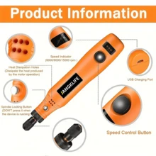 JANGKLIFE Mini Electric Drill & Rotary Tool Kit - 36pcs Accessory Set, With Flexible Shaft, USB Charging, 3 Speed Modes, Suitable For DIY Crafts, Handmade, Multi-Function Tool - Orange - View 5