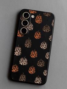 Cheetah,Leopard Print 1pc Unique Creative Harvest Pumpkin & Leopard Print Black Phone Case/Cover Compatible With IPhone, Honor, Redmi, Galaxy,