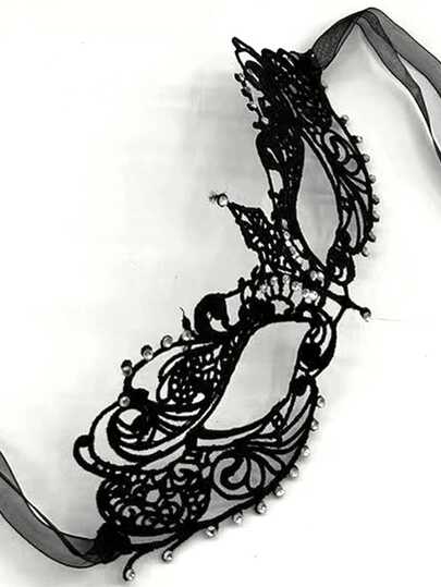 Máscara para los ojos de encaje con estampado dorado en la mitad del rostro, incrustada con diamantes brillantes, máscara para los ojos de mujer de alta moda