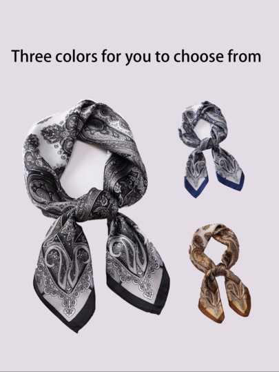 Cashew Flower Square Scarf, Silk Scarf, High-End Decorative Printed Scarf, Imitation Silk Fashionable Shirt Scarf, Scarf,Simple Printed Square Scarf, Fashion Bandana, Can Be Used As Belt,Bag Decoration,Ribbon, Headband Or Headscarf Bandana,Hair Band,Head Band Ideal For Dressing Up Your Look, Versatile Headscarf Neck Bandana