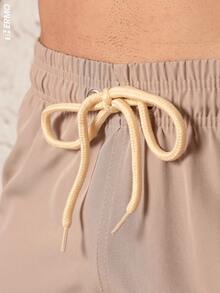 Kit 3 Shorts Elastane Mauricinho Beach Men's With Lycra Gym Running Cross Plain Basic - 黑色/米色/酒紅色 - 查看 6