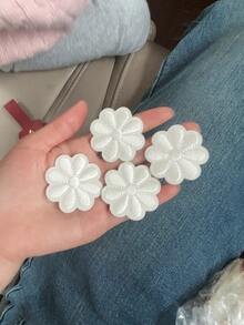 7pcs/4pcs Set Ivory, Coffee, Khaki, Beige Patch Stickers, Self-Adhesive Embroidered Appliques Decoration For Clothes, Down Jackets, Pants - Flowers, Leaves, Pentagram, Hearts, Clovers, No-Sew Invisible Mending Patches - Multicolor - View 7