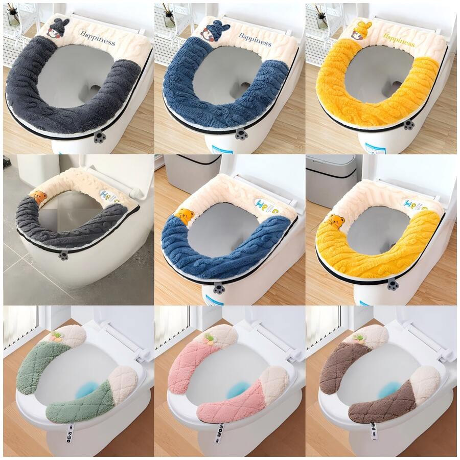 Vỏ bọc bồn cầu đa năng bằng vải nhung mềm mại dày dặn hình ốc sên dễ thương, Vỏ bọc bồn cầu gia đình, Kiểu dày và mỏng sẽ được gửi ngẫu nhiên