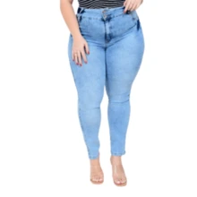 Women's Plus Size Jeans High Waist With Elastane Blue - 0498 - View 2