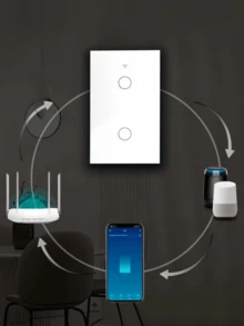 Tuya Wi-Fi Smart Switch With 2 Touch Buttons. Controlled By Phone, Alexa, Or G Home. - trắng - Xem 7