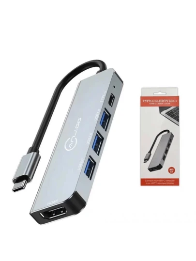 Hub USB Adaptador Tipo C 5 em 1 para USB 3.0/Tipo C