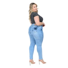Women's Plus Size Jeans High Waist With Elastane Blue - 0498 - View 3