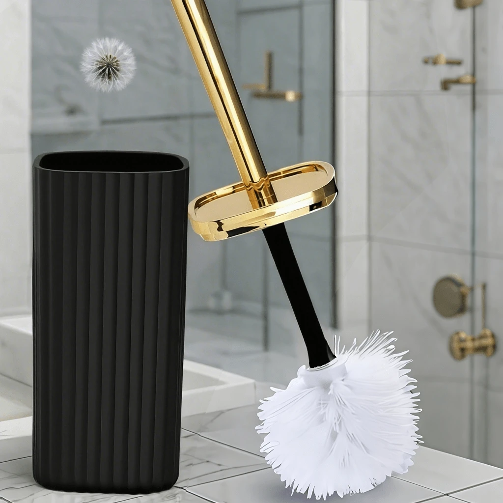 Set de perii de toaletă rotative la 360°, 1 buc., rezistente la coroziune, mâner extra lung, perie de curățare a băii cu suport compact, dispozitiv de curățare a toaletei multifuncțional - Multicolor - Vizualizare 1