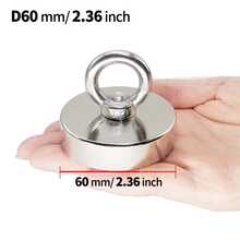 48mm-90mm Heavy-Duty Magnet Hooks Fishing Magnet ,Single-Side Magnet With Stainless Steel Ring, Metal Recycling And Underwater Treasure Hunting Sucking Disc, Salvage Tool Commonly Used In Sea And River Fishing, For Magnetic Fishing And Retrieving Items(Diameter 90/75/60/48mm -Pull Max 340/230/130/80KG)