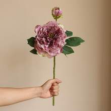 M.S MO SHI HOME FURNISHINGS 1 bucată de floare de bujor artificială de înaltă calitate, floare artificială realistă cu două capete, bujor ars, potrivită pentru decorarea vintage a casei, decorarea biroului, decorarea nunții, Ziua Îndrăgostiților, cadou de ziua de naștere, ceremonie de absolvire, aranjament floral în vază DIY, grădină, decorarea camerei, petrecere de sărbători, plantă artificială