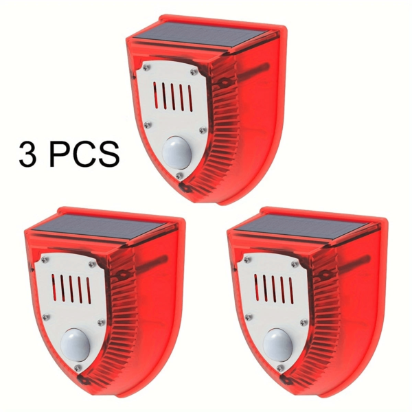 129dB Solar Powered Alarm | Outdoor Barking Dog Flashing Light Alarm Motion Sensor With Sound, Noise Generator Warning Light For Home Villa Yard