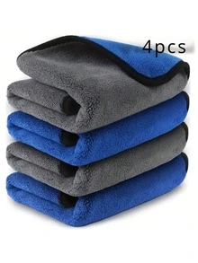 4 件装超柔软超细纤维绒面汽车清洁毛巾 - 超强吸水、超厚、无纺布抛光、清洗和干燥布 - 彩色 - 查看 12