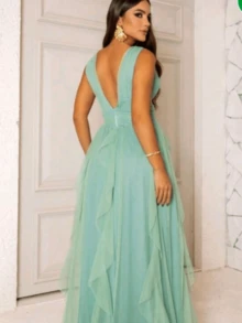 Women's Dress For Bridesmaid, Graduation, Wedding, Guest - 薄荷綠 - 查看 2