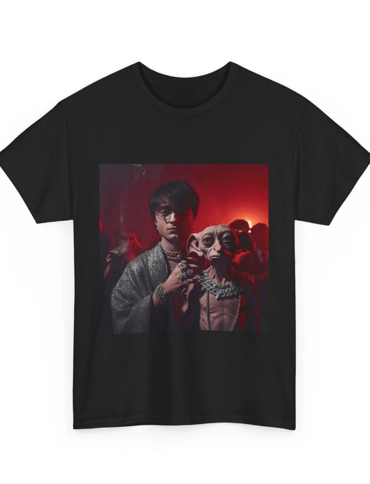 Dobby At The Party, Unisex T-Shirt, Christmas Gift, Geek Gift - 黑色 - 查看 1