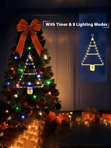 1pc 2.4ft Christmas Tree Lights/Ladder Lights/Christmas Decorative Lights/LED Christmas Ladder Lights With 8 Modes And Timer, Battery Operated Christmas Lights/Christmas LED Ladder Tree Lights For Window, Wall, Home Garden, Outdoor And Indoor Decor - Multicolor - View 9