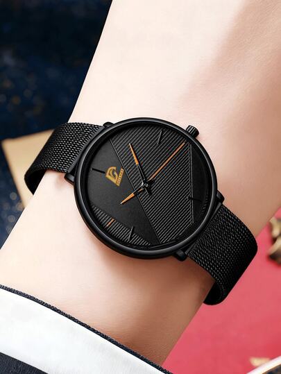 1pc Minimalist Men's Leather Belt Watch, Fashionable Quartz Wristwatch