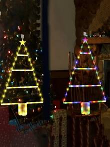 1pc 2.4ft Christmas Tree Lights/Ladder Lights/Christmas Decorative Lights/LED Christmas Ladder Lights With 8 Modes And Timer, Battery Operated Christmas Lights/Christmas LED Ladder Tree Lights For Window, Wall, Home Garden, Outdoor And Indoor Decor - Multicolor - View 2