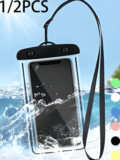 1/2PCS Waterproof Touch Screen Phone Bag, Transparent Diving Waterproof Phone Bag, Universal Waterproof Phone Bag, Airbag Waterproof Phone Bag, Swimming Underwater Waterproof Phone Case, Beach Phone Dry Bag, Suitable For Smartphone Sports Bag, Swimming Bag, Holiday Travel Waterproof Bag, Suitable For Phone Case, Surfing, Kayaking, Outdoor Fishing, Drifting, Swimming Waterproof Box.