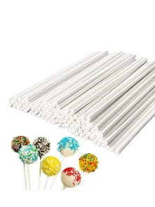 100 buah Stik Lolipop Warna-warni, Stik Kue Pop Kertas 6 Inci, Stik Kue Pop Plastik yang Dapat Digunakan Kembali, Cocok untuk Permen, Cokelat, dan Kue Kering - MultiWarna - View 1
