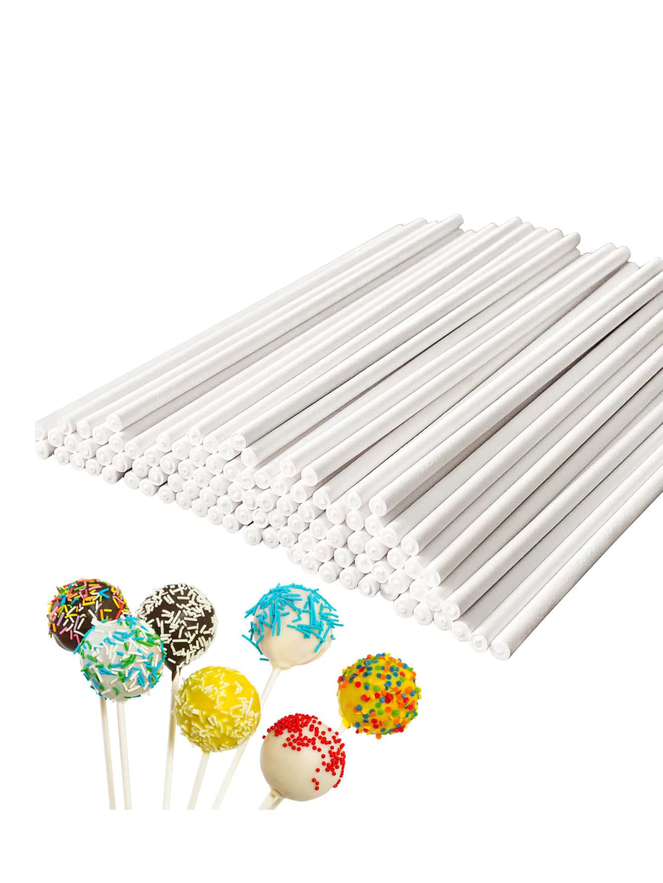 100 buah Stik Lolipop Warna-warni, Stik Kue Pop Kertas 6 Inci, Stik Kue Pop Plastik yang Dapat Digunakan Kembali, Cocok untuk Permen, Cokelat, dan Kue Kering - MultiWarna - View 1