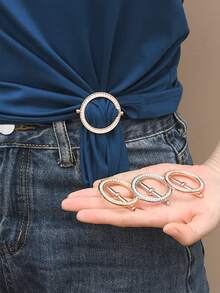 3 件装女士衬衫领夹、围巾夹、皮带夹时尚金属服装配饰环适合 T 恤（2 金色、1 银色）女士胸针