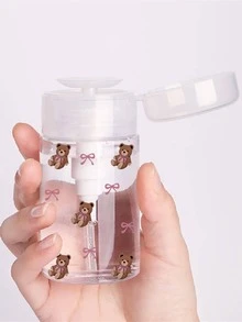 Bowknot Design Refillable Transparent PET Travel Bottle, Makeup Remover Dispenser Bottle With 3.38oz/6.76oz Portable Pump, Suitable For Nail Polish Remover, Toner And Makeup Remover, Dome Top Design, Hand Wash Only, Reusable, Makeup Remover Bottle - Multicolor - View 3