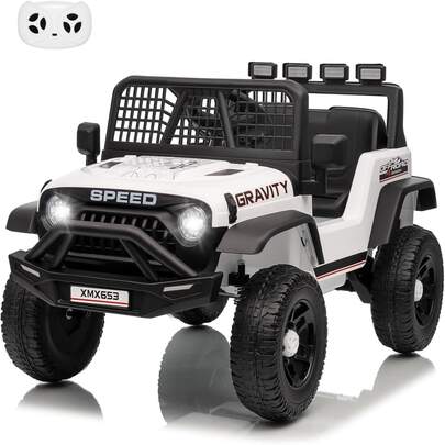 CuisinSmart 12V Kids Electric Ride On Truck Car W/Remote Control,3 Speeds, Emergency Braking, LED Lights, Music & Horn, Safety Belt,Gift For Boy & Girl 4.1MPH Max Speed