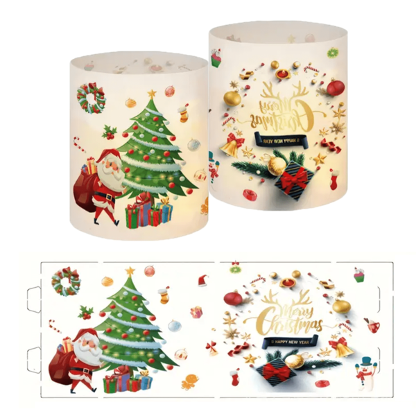 6/12 Pcs PP Lampshade, Lampshade For Holiday Art Design, Christmas Style With Santa Claus, Snowflakes And Christmas Trees Pattern, Reusable Portable Holiday Decoration, Home Holiday Lighting Atmosphere Decorative Lampshade, Christmas Desktop Ornaments Easy To Install For DIY Enthusiasts, Christmas Gifts For Outdoor And Indoor Decoration, Party Supplies For Table Arrangement, Decorative Lanterns, Bedside Decoration