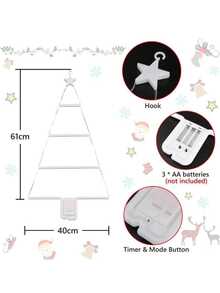 1pc 2.4ft Christmas Tree Lights/Ladder Lights/Christmas Decorative Lights/LED Christmas Ladder Lights With 8 Modes And Timer, Battery Operated Christmas Lights/Christmas LED Ladder Tree Lights For Window, Wall, Home Garden, Outdoor And Indoor Decor - Multicolor - View 6