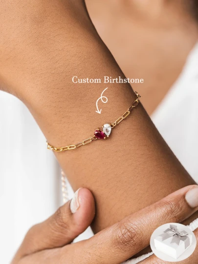 Customized Heart-Shaped Birthstone Bracelet, Personalized Dual Birthstone Bracelet, Minimalist Birthstone Bracelet, Bridesmaid Gift, Mother's Day Gift, Perfect For Weddings, Unique Women's Jewelry, Christmas, Birthday Gift For Her, Best Mother's Day Gift, Valentine's Day, Easter, Daily Wear, Birthday, Party