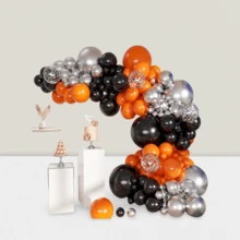146-Piece Balloon Garland Kit With Latex Balloons In 18", 12", 10", And 5" For Party, Wedding, Birthday, And Graduation Decorations. - Trending, Best Seller, New Arrival, Party Supplies, Elegant Decor, Party Decoration, Wedding & Birthday - 橙色,黑色 - 查看 1