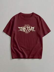 T-Shirt Men's Punk Streetwear Shirt 100% Cotton - 紫紅色 - 查看 2