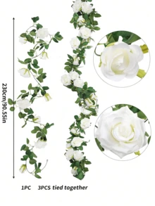 1/3pcs 78.74inch Artificial Rose Vine Fake Flower Garland, Artificial Silk Floral Hanging Floral Decoration Ivy For Wedding Arch Decoration, Table Centerpiece, Party Ceremony Backdrop Wall, Garden Outdoor Decoration, Home Decoration - Multicolor - View 6