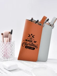 1pc Customized Elegant Glasses Cover, Cute Hanging PU Leather Sunglasses Storage Bag, Portable Travel Eyewear Holder, Ideal Choice For Gifts Pink