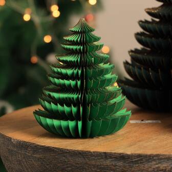 Handmade Green Paper Tree – Festive Holiday Décor-5.8X5.8X7"