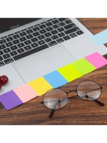 300Pcs Colorful Fluorescent Wood Sticky Notes - Perfect For Highlighting Class Key Points, Office Reminders & Word Learning - Multicolor - View 9