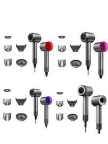 Ionic Hair Dryer Fast Drying Hot/Cold Air With 5 Nozzles 110V - 銀色 - 查看 3