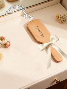 1pc Personalized Bamboo Hair Brush, Engraved Name, Anti-Static Hair Brush, Portable Hair Accessory, Wedding/Anniversary/Birthday Gift, Bridesmaid Gift, Unique Holiday/Party Souvenir, Multi-Functional, Decorative, Lettered Casual, Soft, Unique, Customized, Personalized, Ideal Gift For Her, Girlfriend, Wife, Boyfriend, Friend - Multicolor - View 10