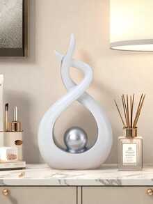 1pc Modern Art Resin Sculpture Decor, White Gold Resin Home Decor For Living Room, Dining Room, Coffee Table, Farmhouse Style Decoration, Vase For Living Room, Kitchen, Fireplace, Bedroom, Dining Table, Office, Minimalist Home Decor, Mother's Day Gift, Graduation Gift, Wedding Decor Vase - Multicolor - View 11