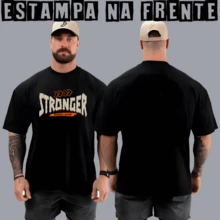 Camiseta Camisa Oversized Stronger Top p/ Academia Treino 100% Algodão - Preto - Visão 2